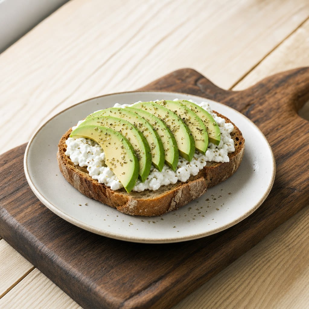 Tostada de aguacate y queso cottage