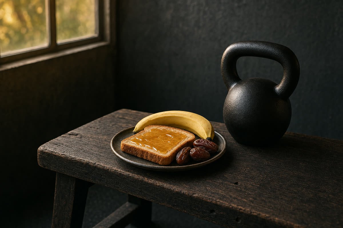 Tostada con miel, plátano y dátiles antes de entrenar