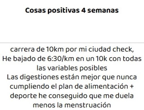 Mensaje de WhatsApp de un atleta del equipo PRIME